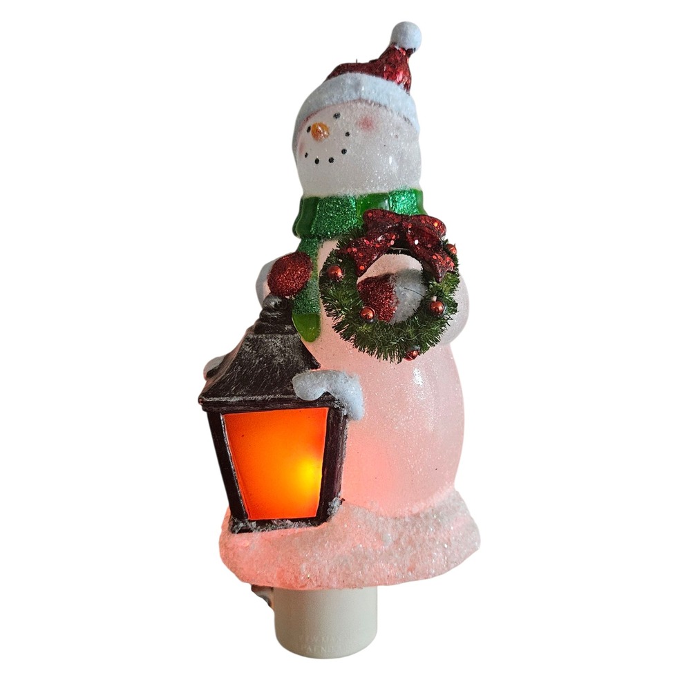 Christmas Snowman Night‎ Light Plug In Lantern Wreath Festive Holiday Decor